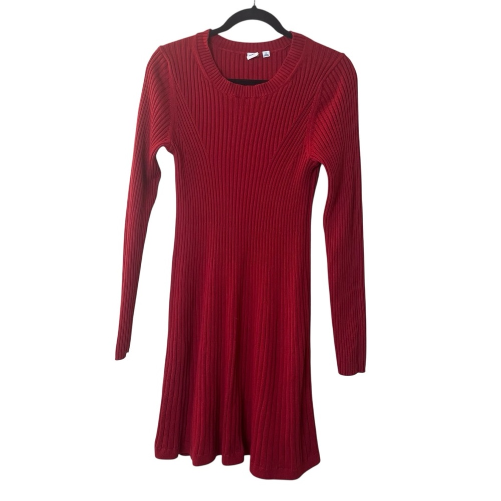GAP Ribbed Long Sleeve Knit Dress in Deep Red Sz M